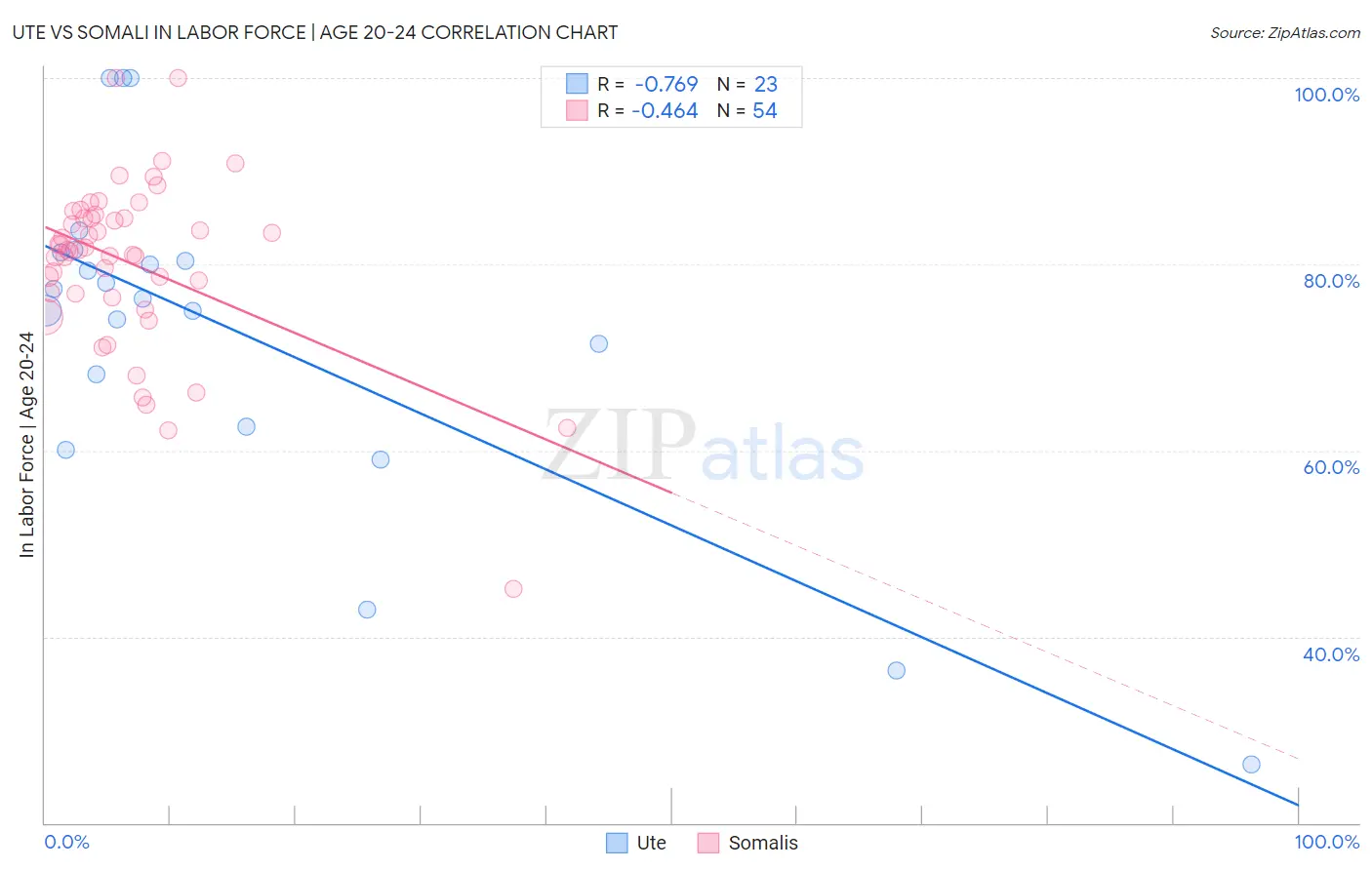 Ute vs Somali In Labor Force | Age 20-24