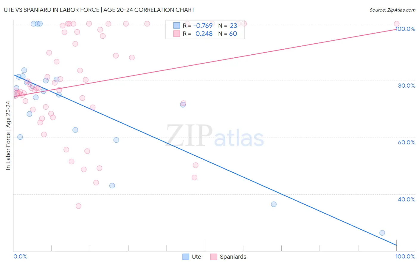 Ute vs Spaniard In Labor Force | Age 20-24