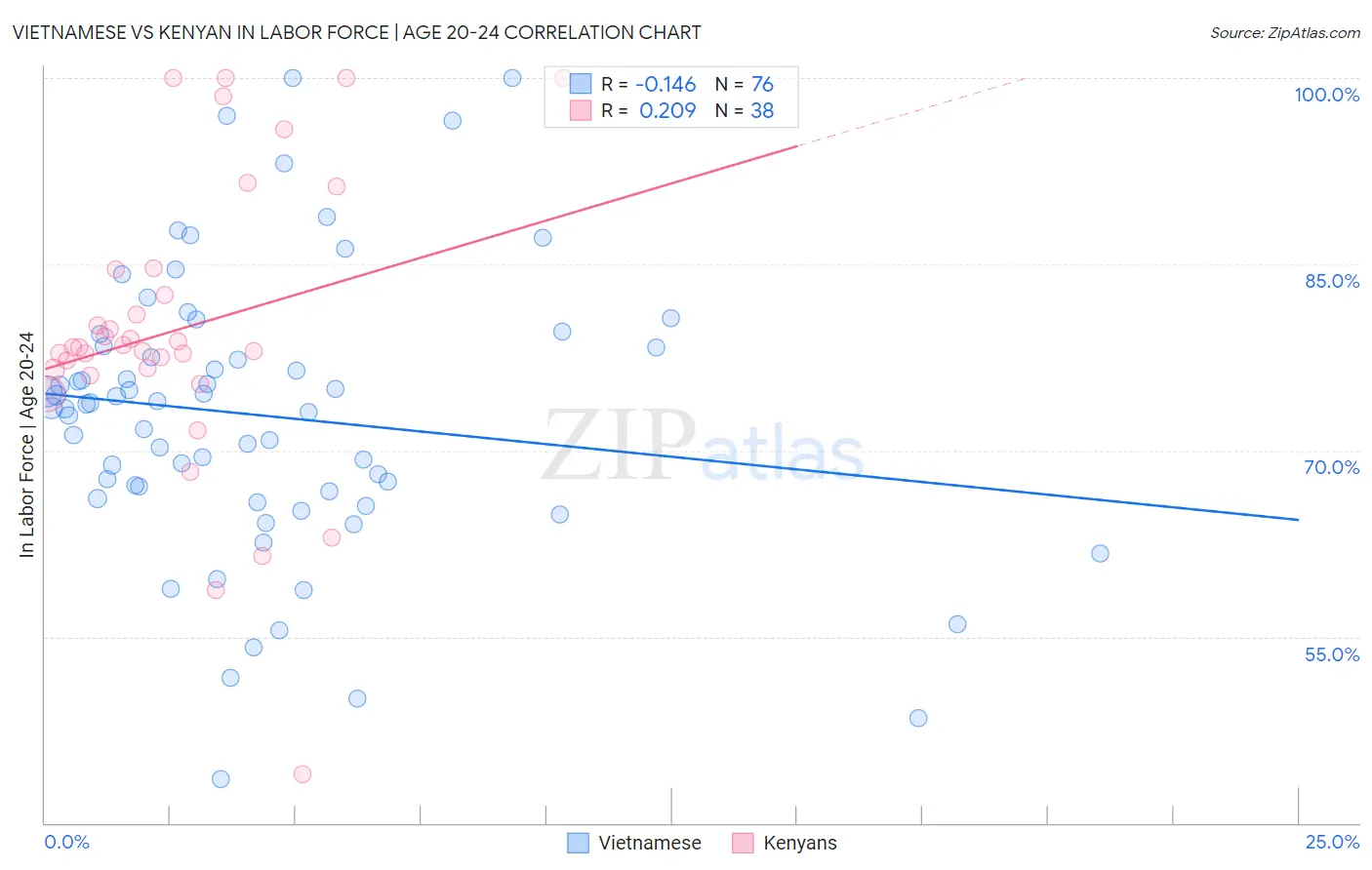 Vietnamese vs Kenyan In Labor Force | Age 20-24