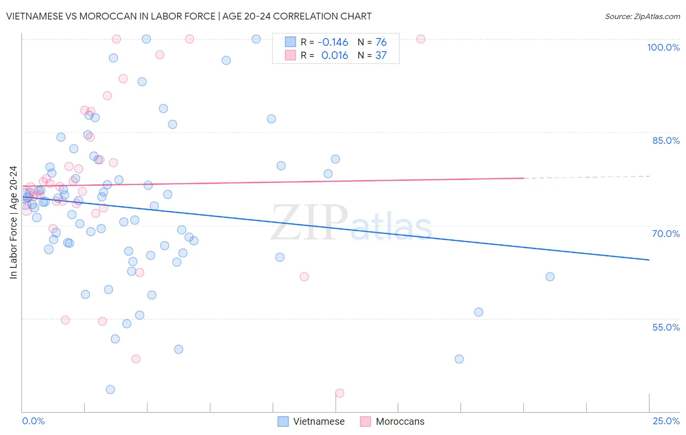 Vietnamese vs Moroccan In Labor Force | Age 20-24