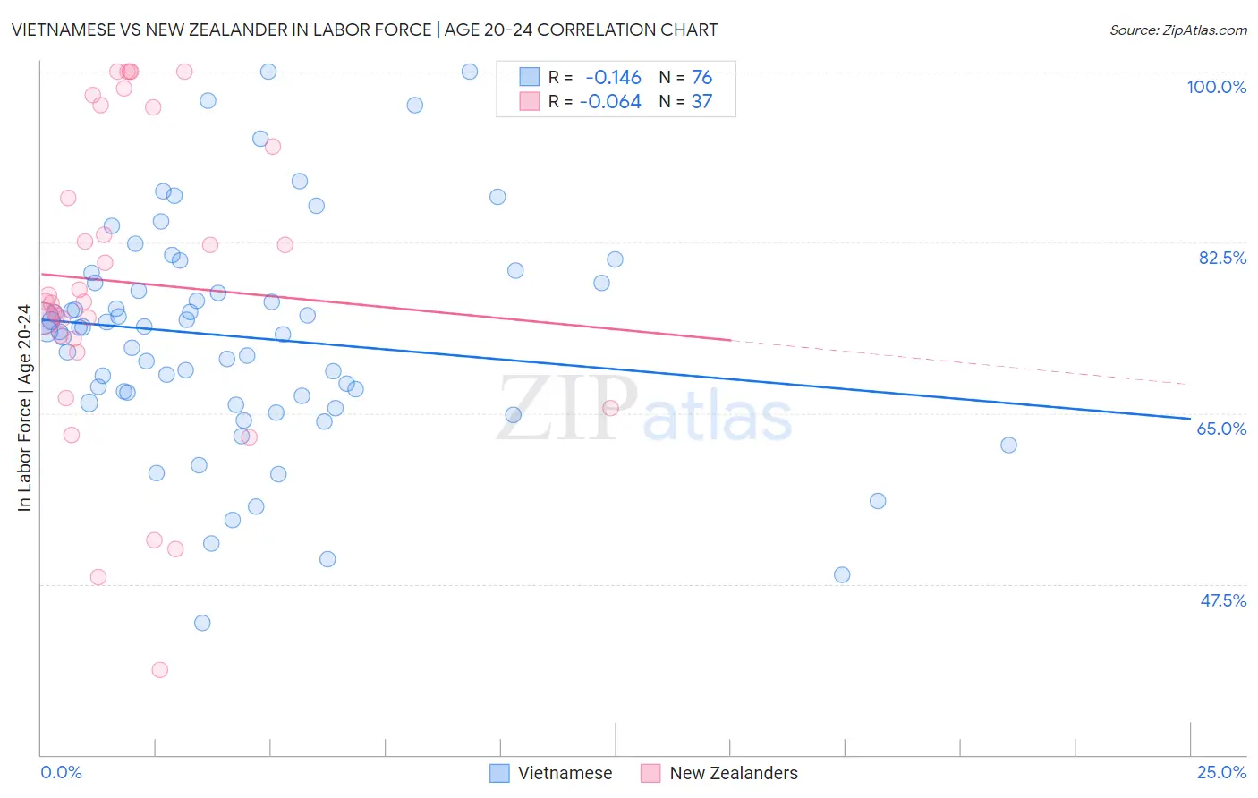 Vietnamese vs New Zealander In Labor Force | Age 20-24