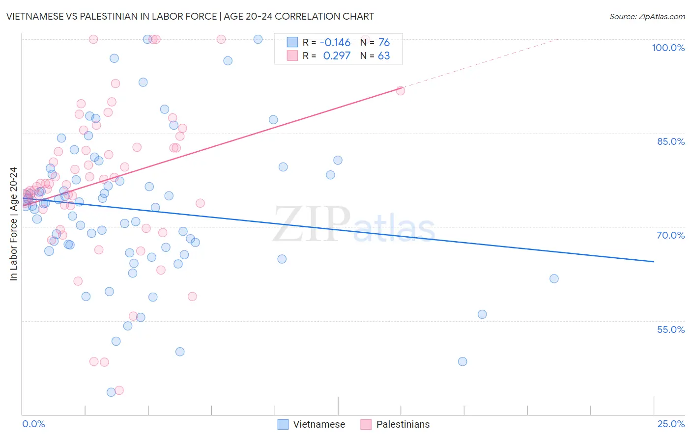 Vietnamese vs Palestinian In Labor Force | Age 20-24