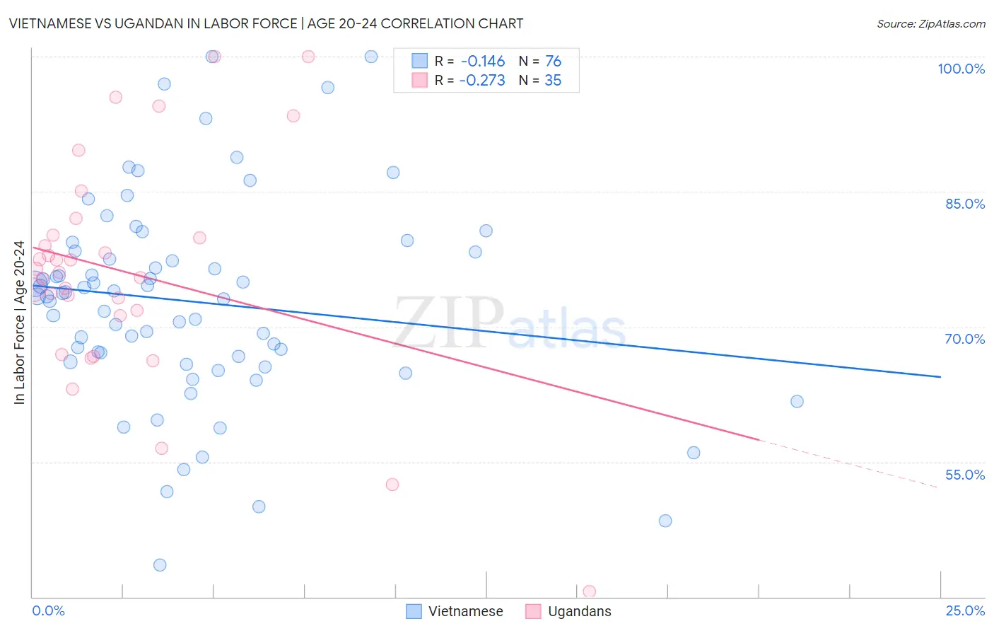 Vietnamese vs Ugandan In Labor Force | Age 20-24