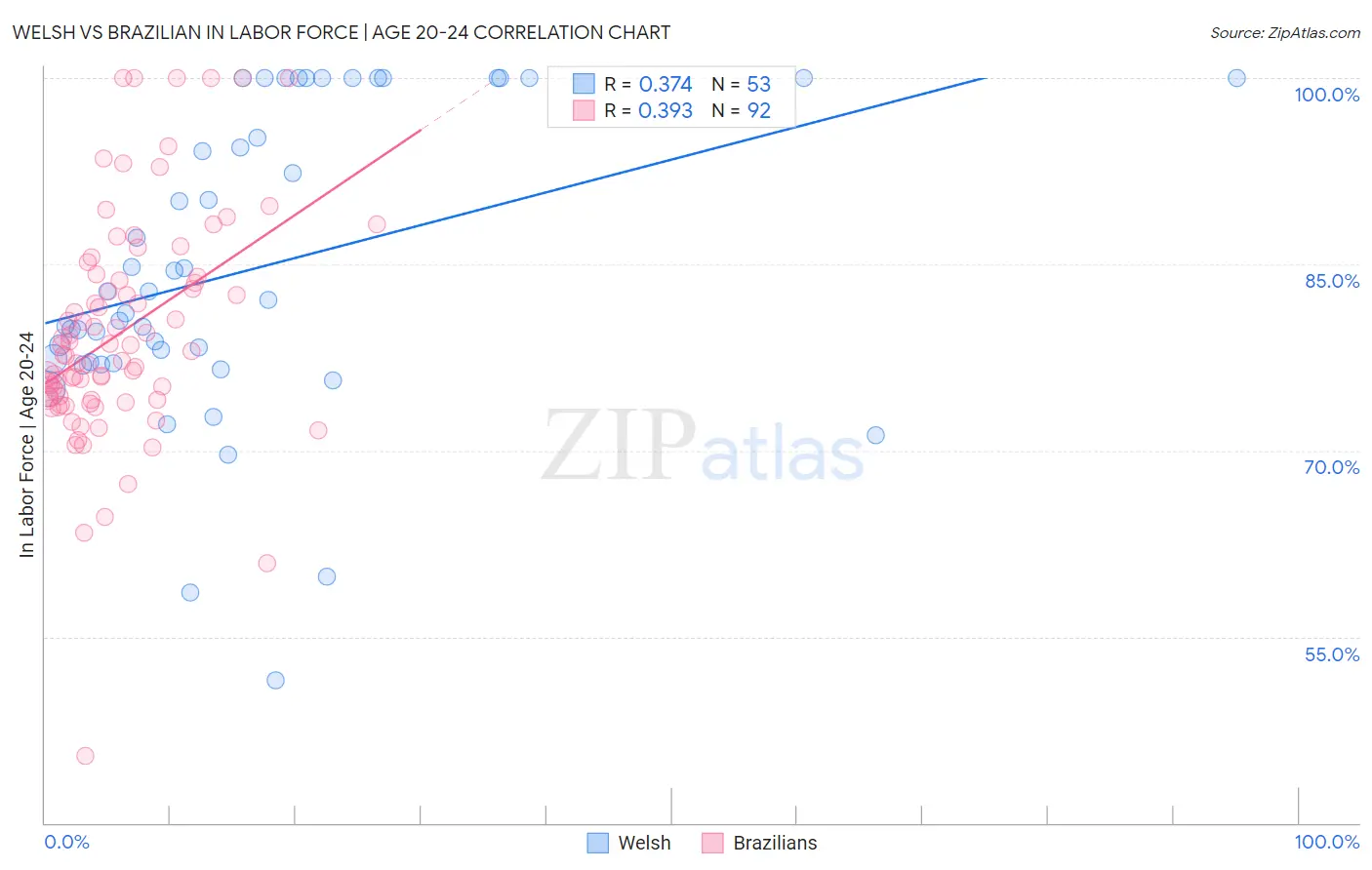 Welsh vs Brazilian In Labor Force | Age 20-24