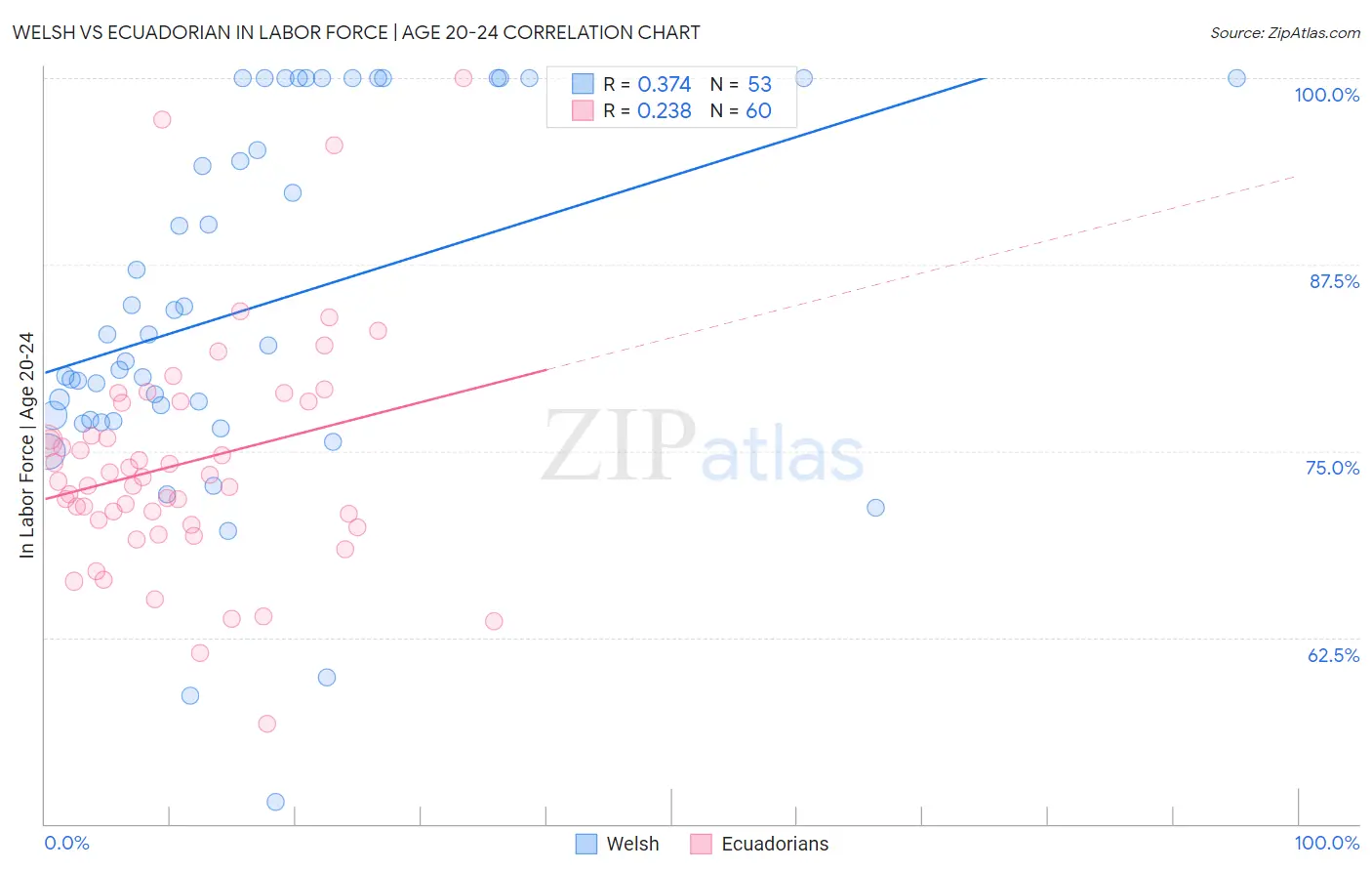 Welsh vs Ecuadorian In Labor Force | Age 20-24