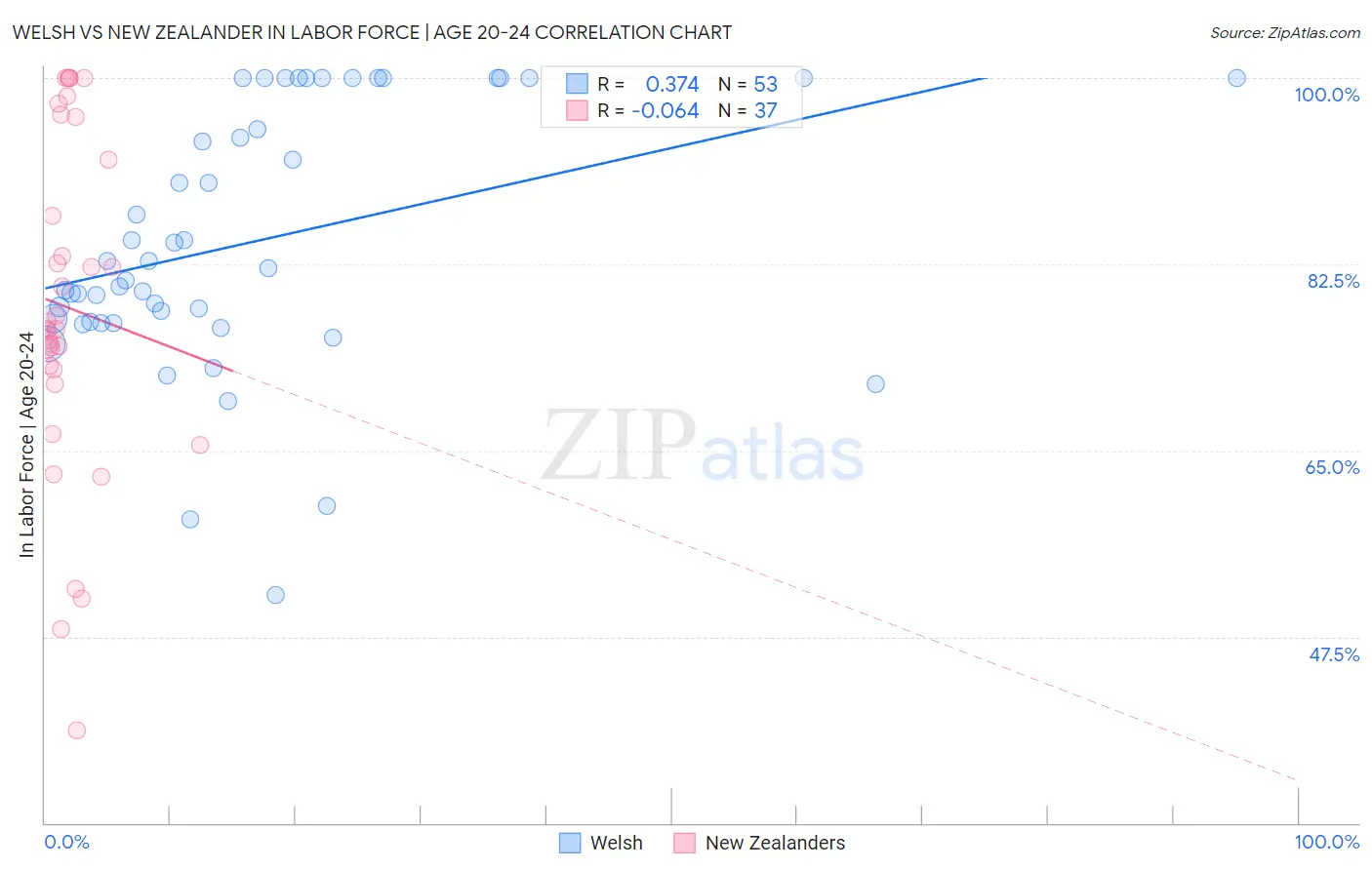 Welsh vs New Zealander In Labor Force | Age 20-24