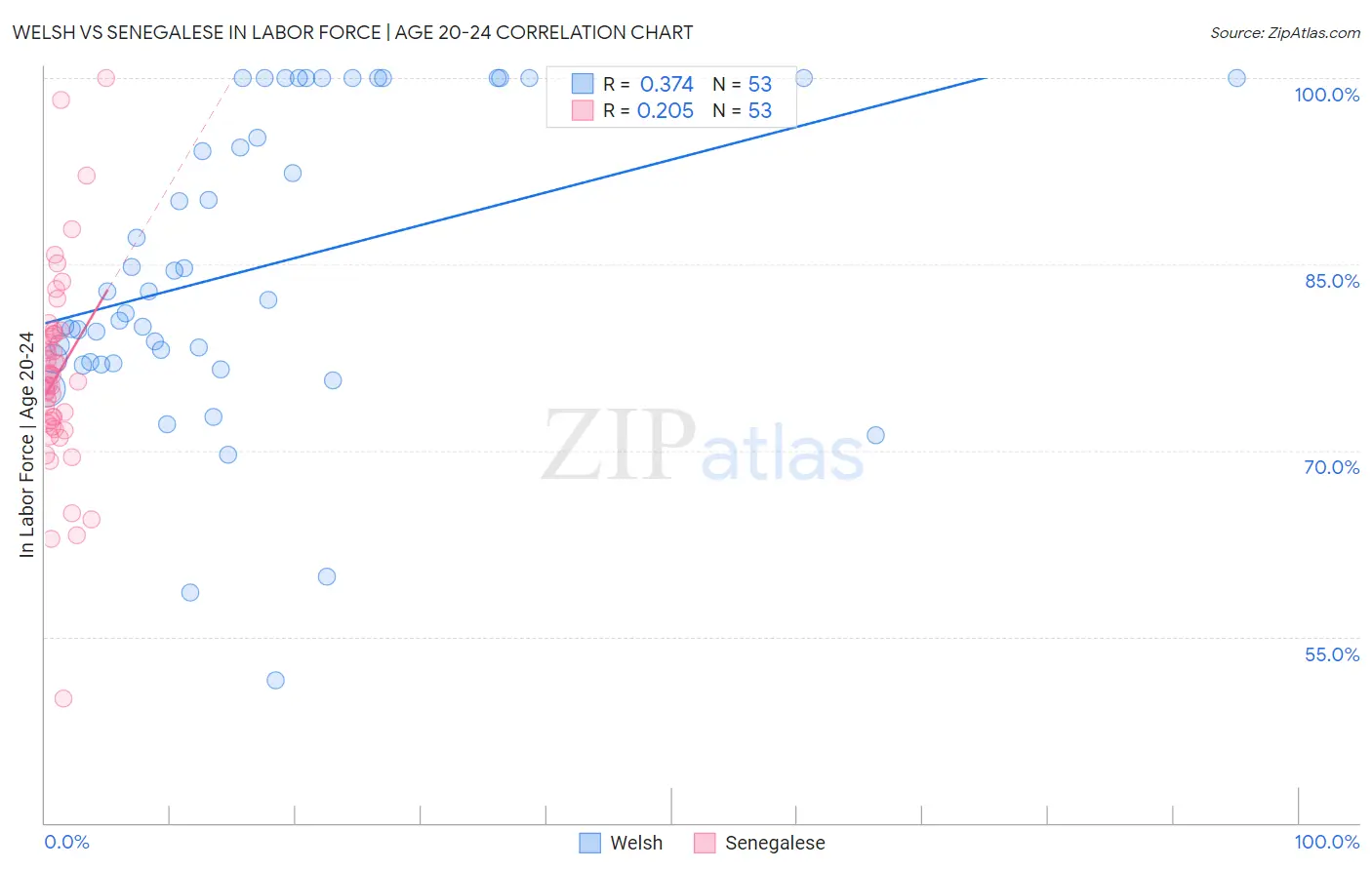 Welsh vs Senegalese In Labor Force | Age 20-24