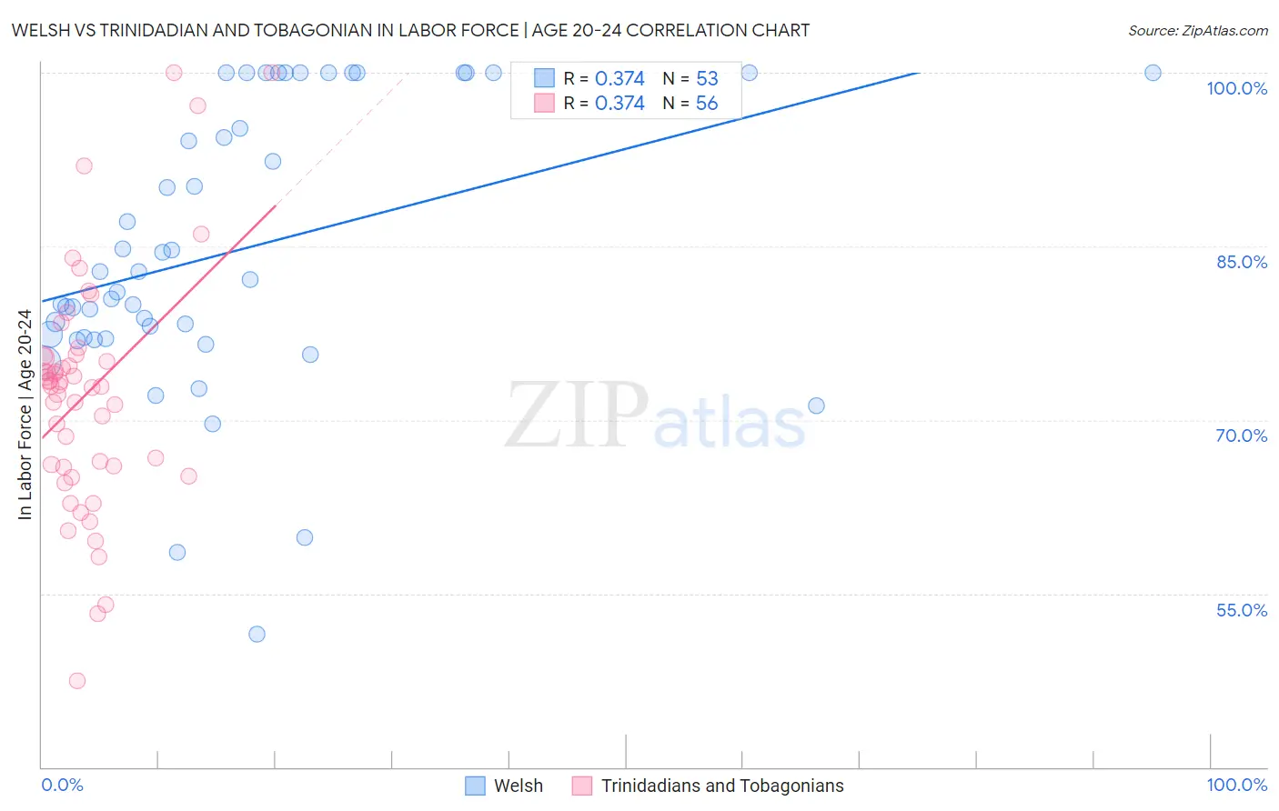Welsh vs Trinidadian and Tobagonian In Labor Force | Age 20-24