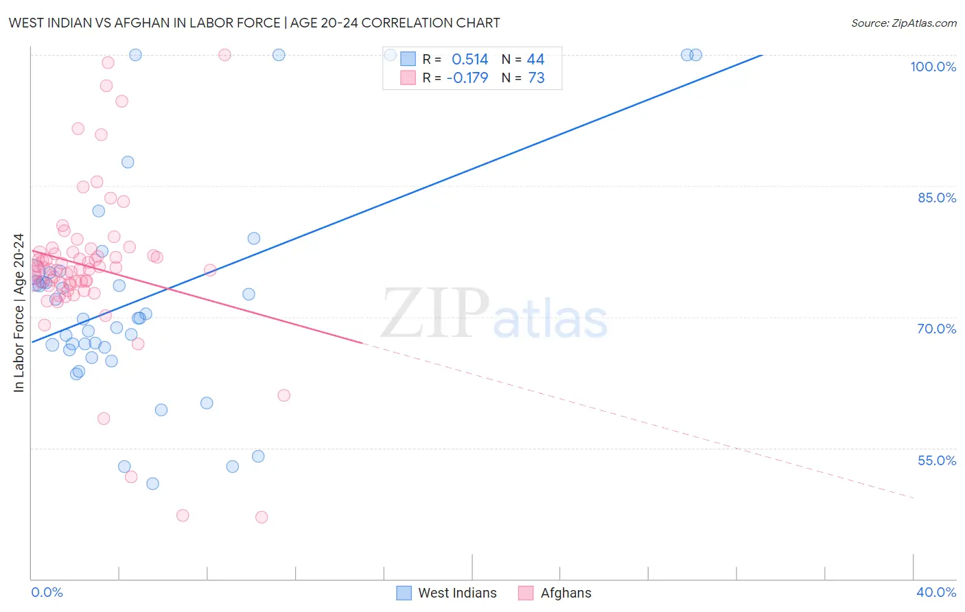 West Indian vs Afghan In Labor Force | Age 20-24