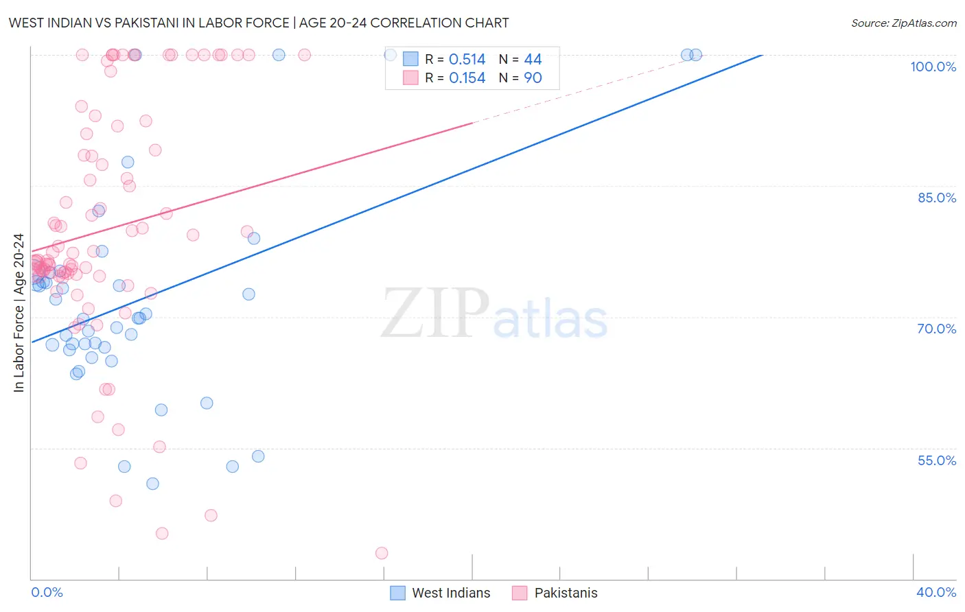 West Indian vs Pakistani In Labor Force | Age 20-24