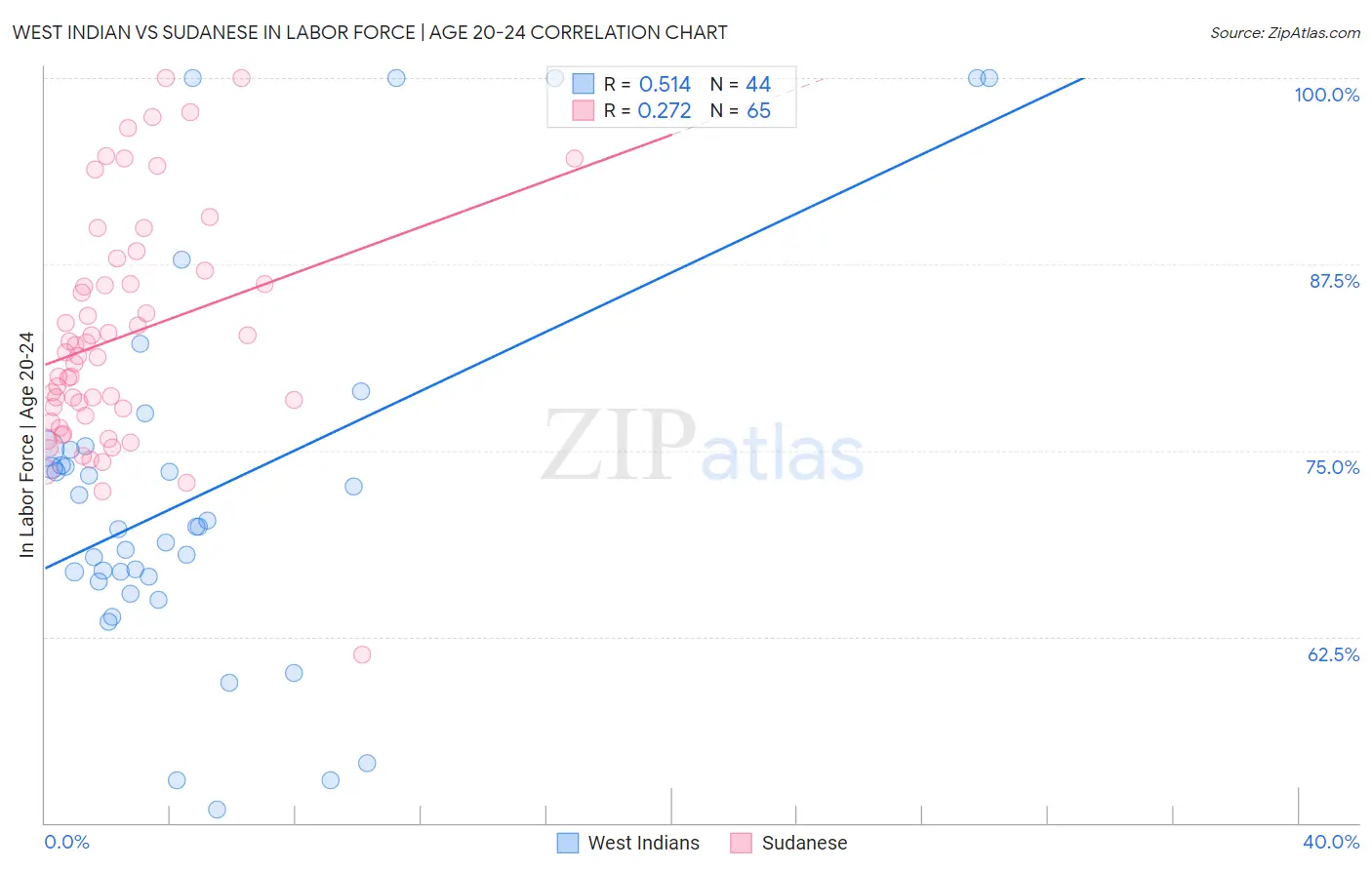 West Indian vs Sudanese In Labor Force | Age 20-24
