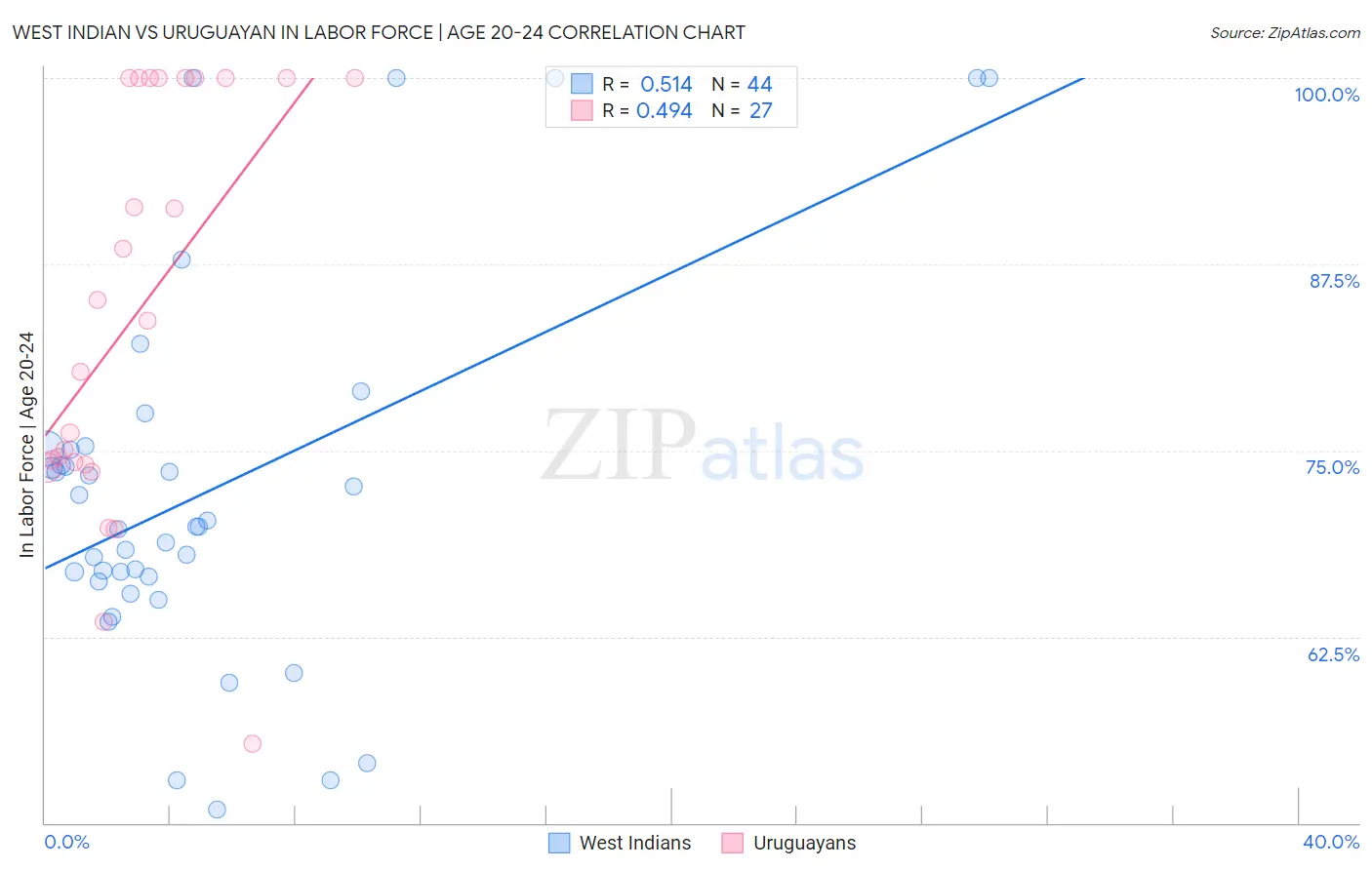 West Indian vs Uruguayan In Labor Force | Age 20-24