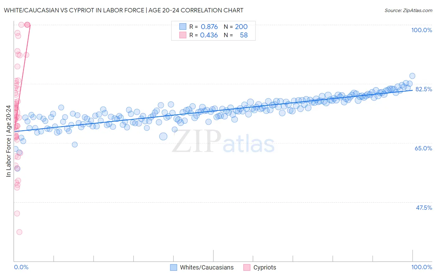 White/Caucasian vs Cypriot In Labor Force | Age 20-24