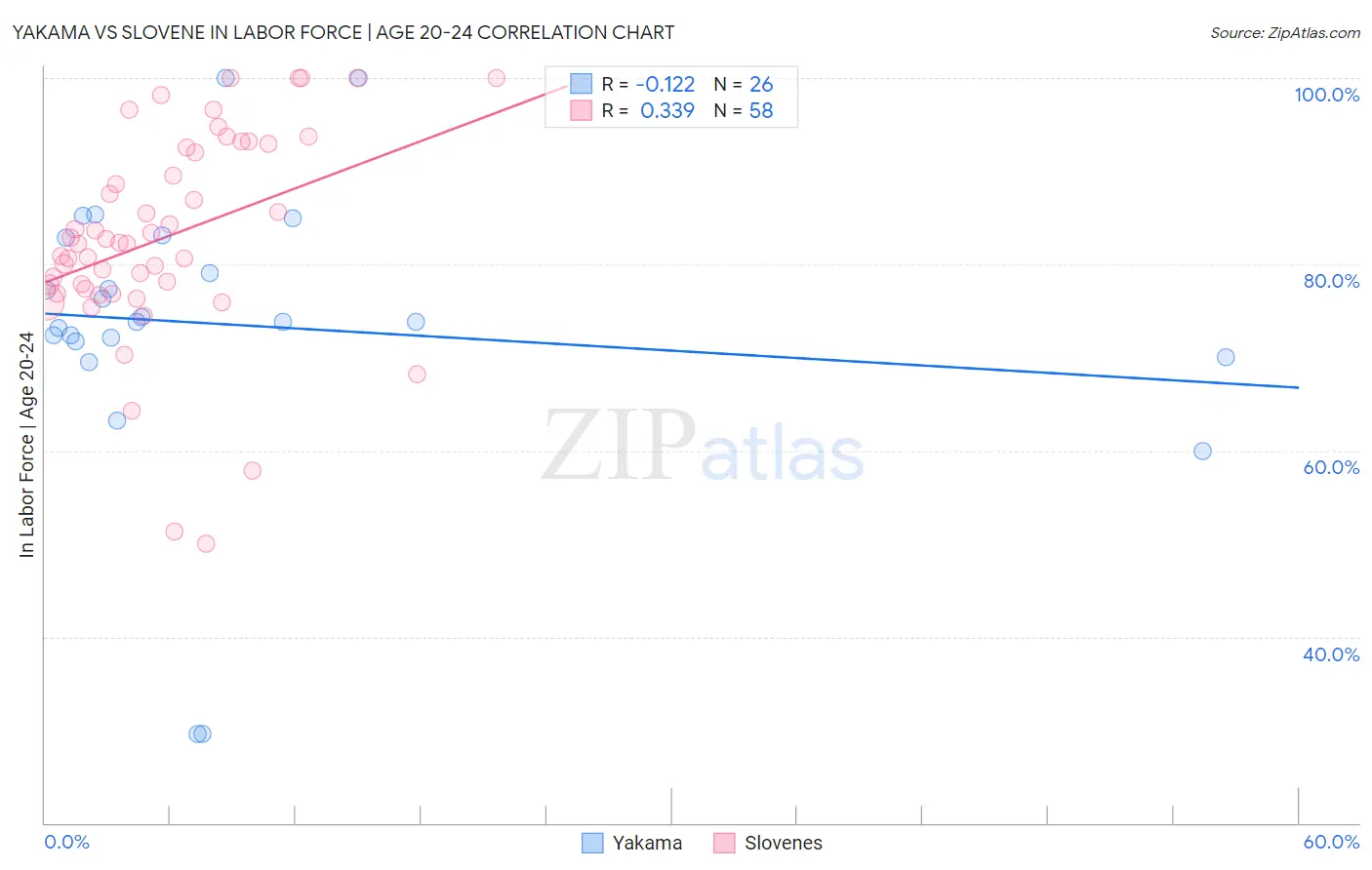 Yakama vs Slovene In Labor Force | Age 20-24