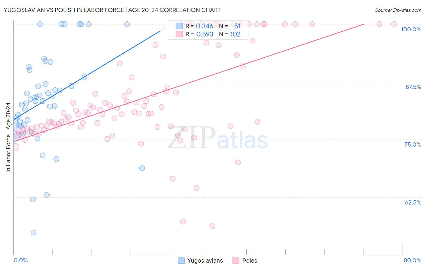 Yugoslavian vs Polish In Labor Force | Age 20-24