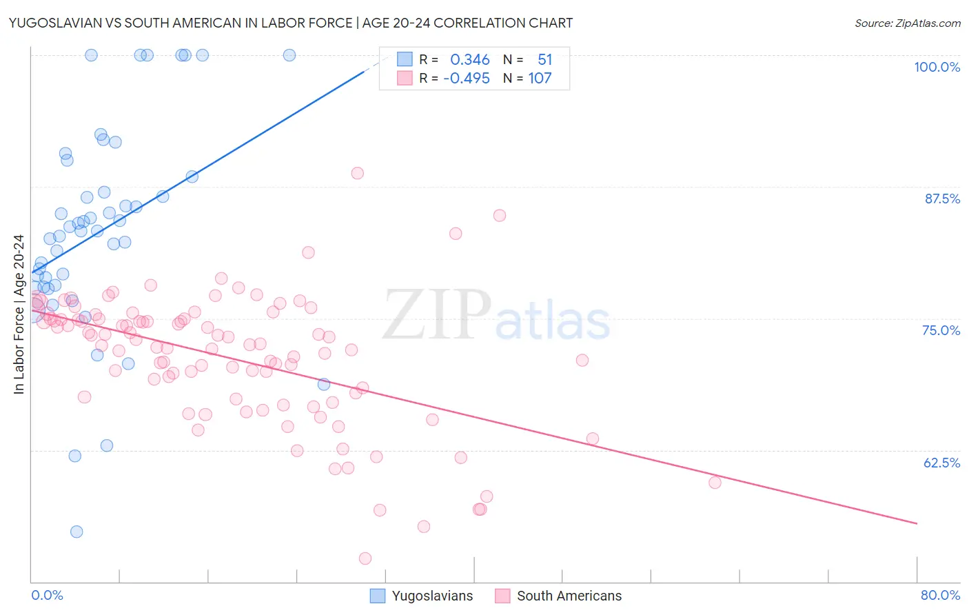 Yugoslavian vs South American In Labor Force | Age 20-24