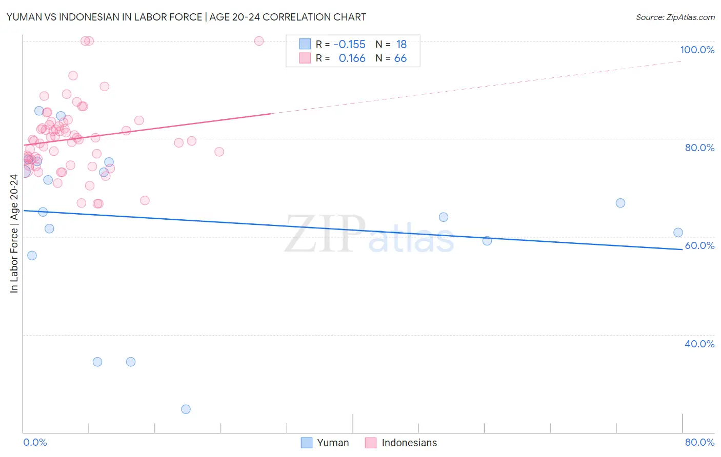 Yuman vs Indonesian In Labor Force | Age 20-24