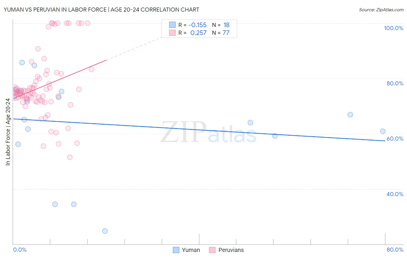 Yuman vs Peruvian In Labor Force | Age 20-24