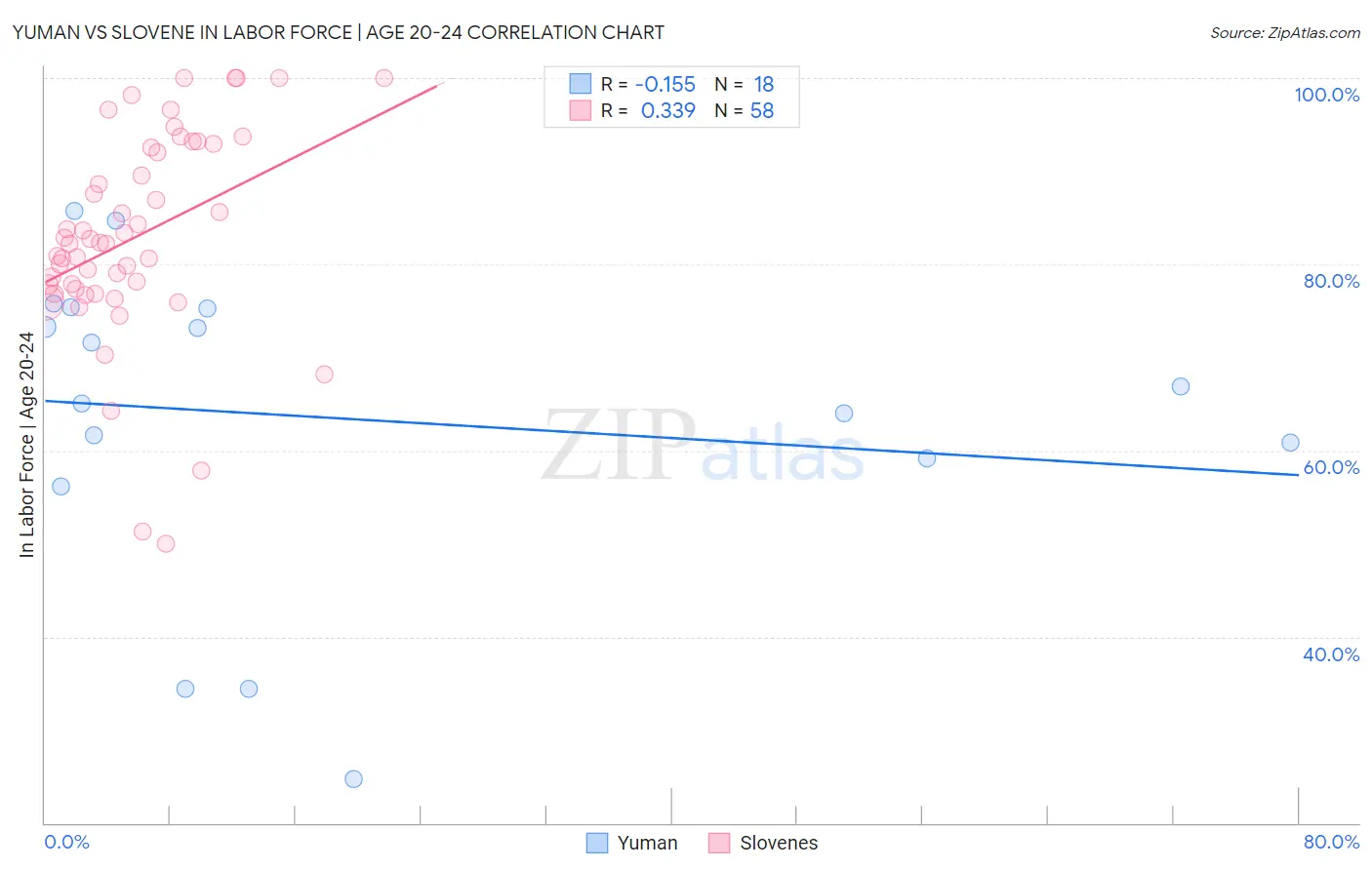 Yuman vs Slovene In Labor Force | Age 20-24