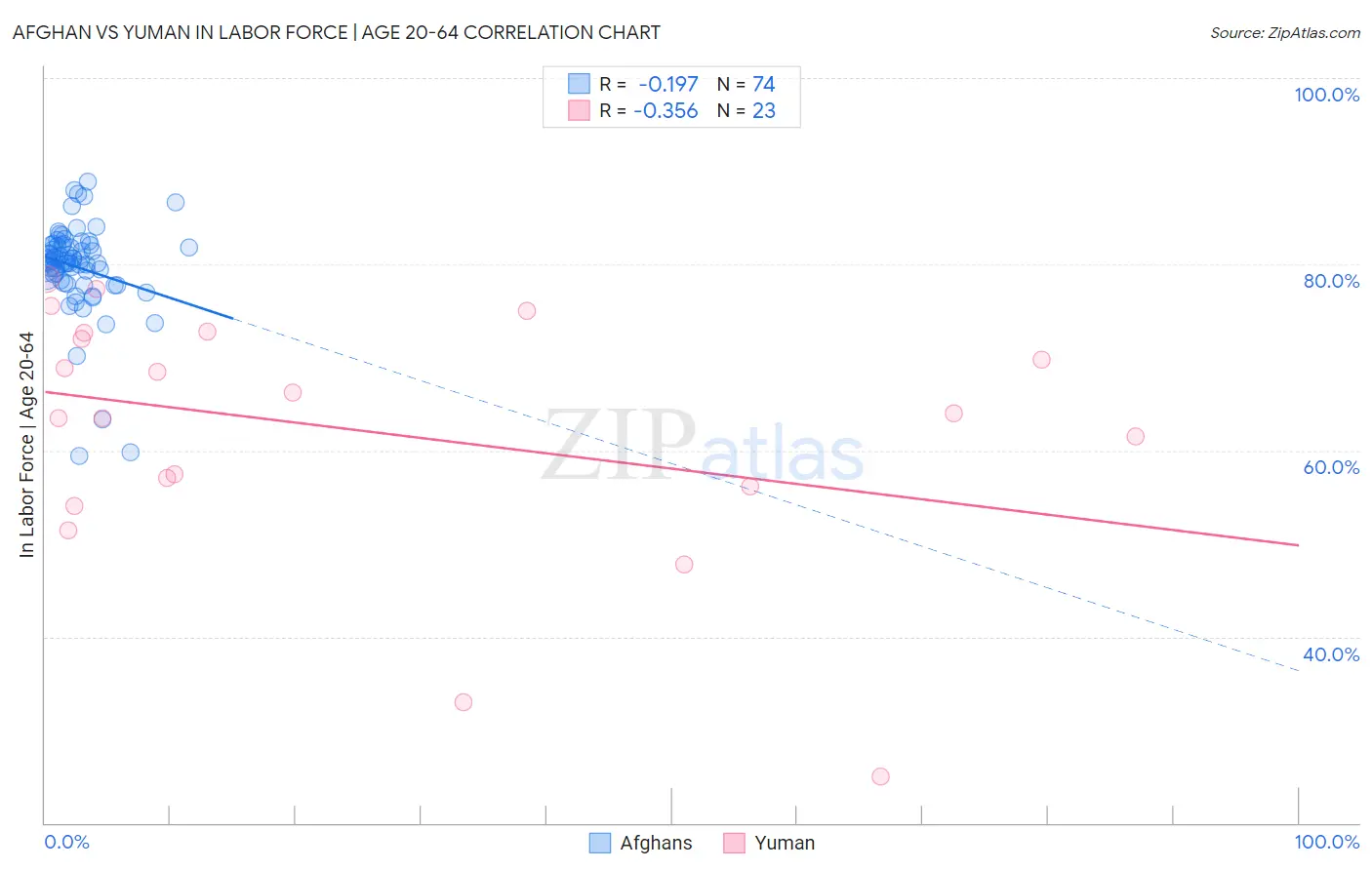 Afghan vs Yuman In Labor Force | Age 20-64