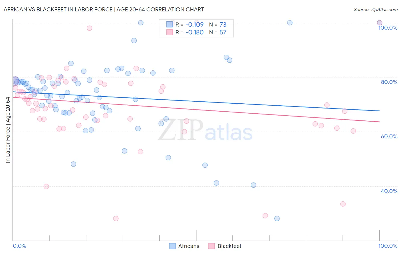 African vs Blackfeet In Labor Force | Age 20-64