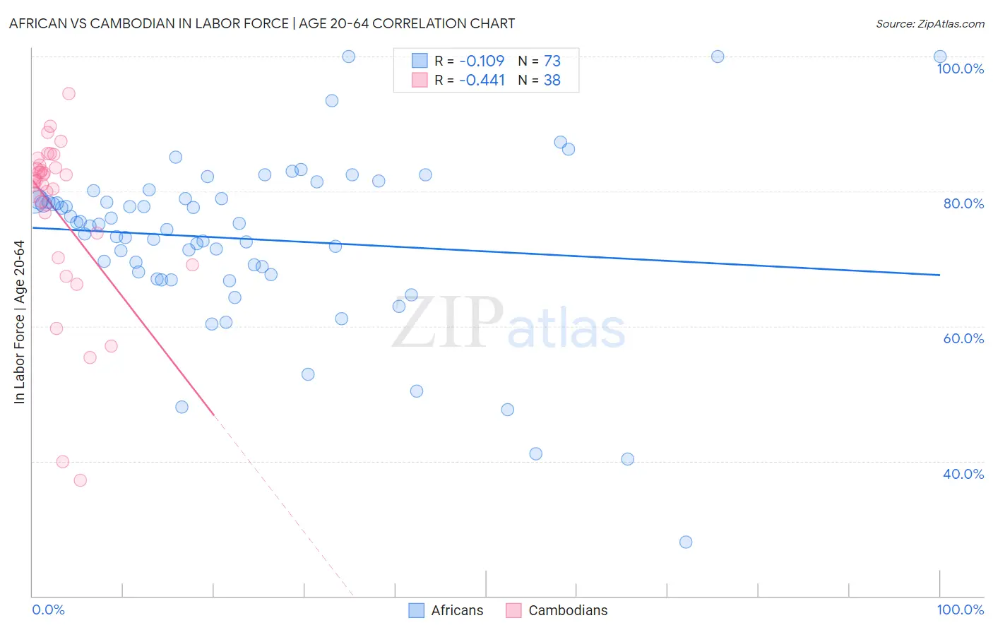 African vs Cambodian In Labor Force | Age 20-64