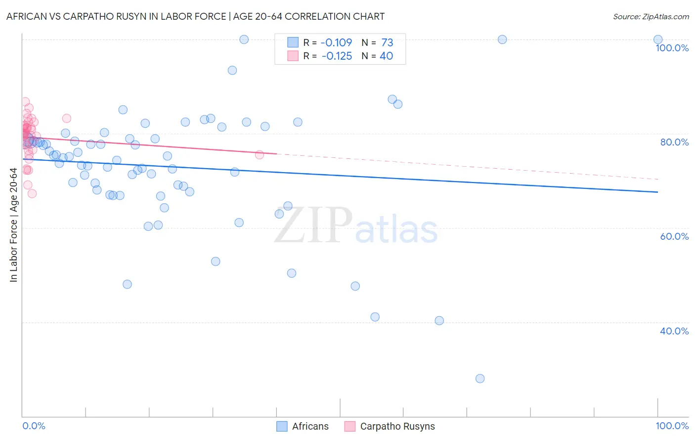 African vs Carpatho Rusyn In Labor Force | Age 20-64