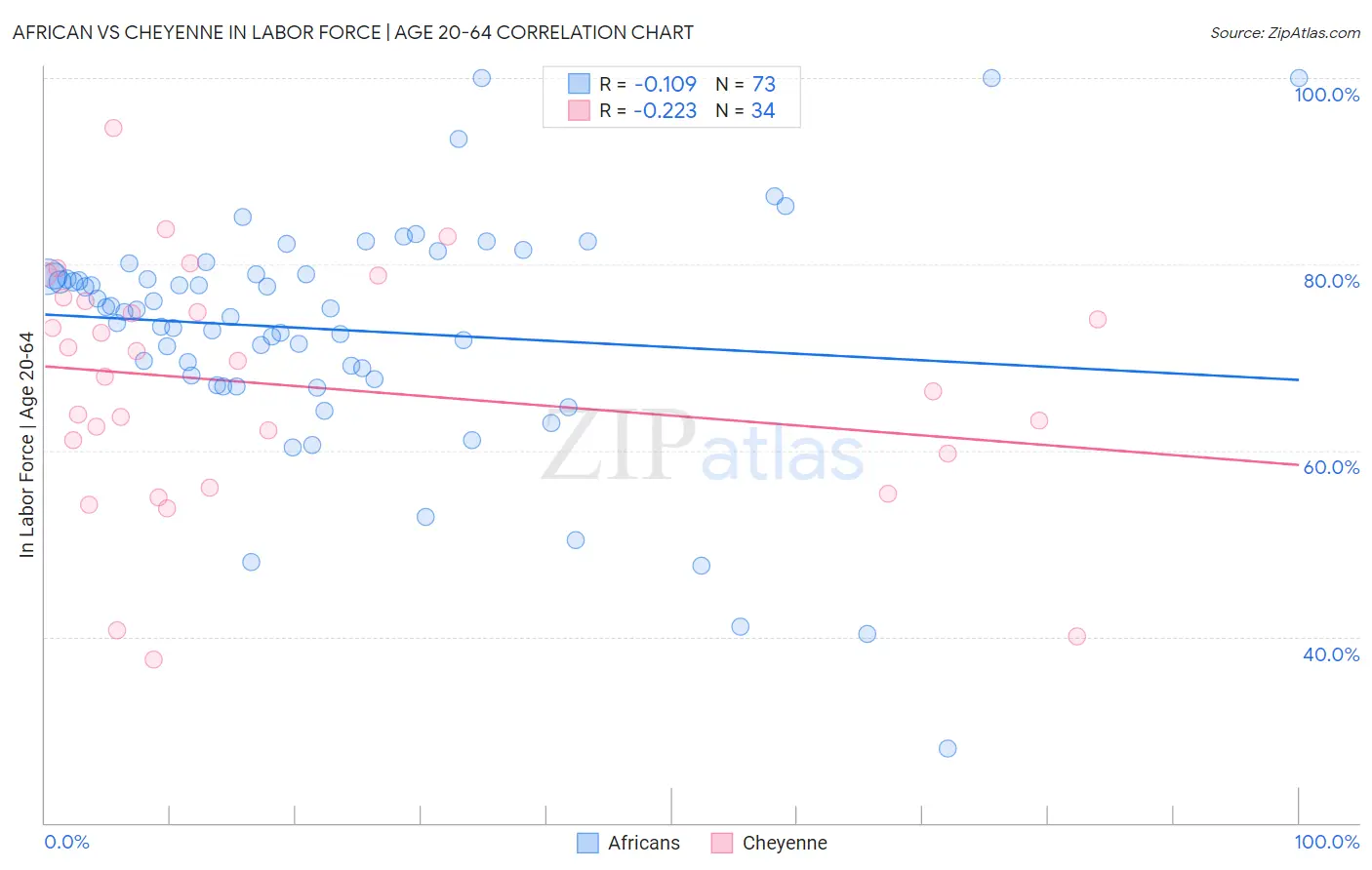 African vs Cheyenne In Labor Force | Age 20-64