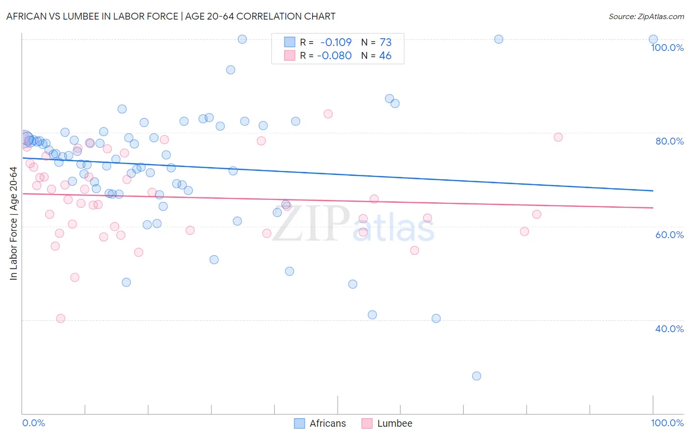 African vs Lumbee In Labor Force | Age 20-64