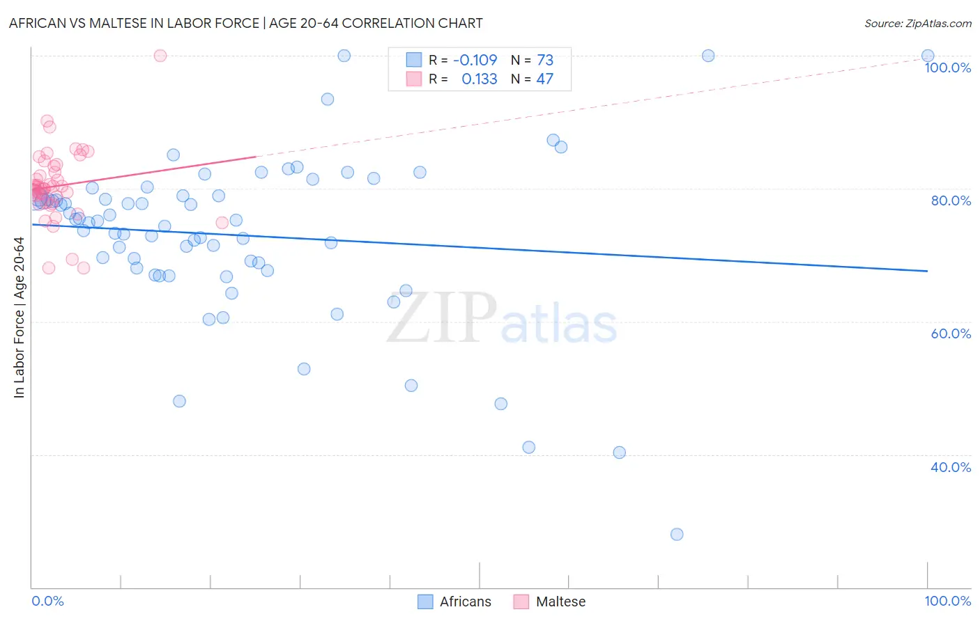 African vs Maltese In Labor Force | Age 20-64