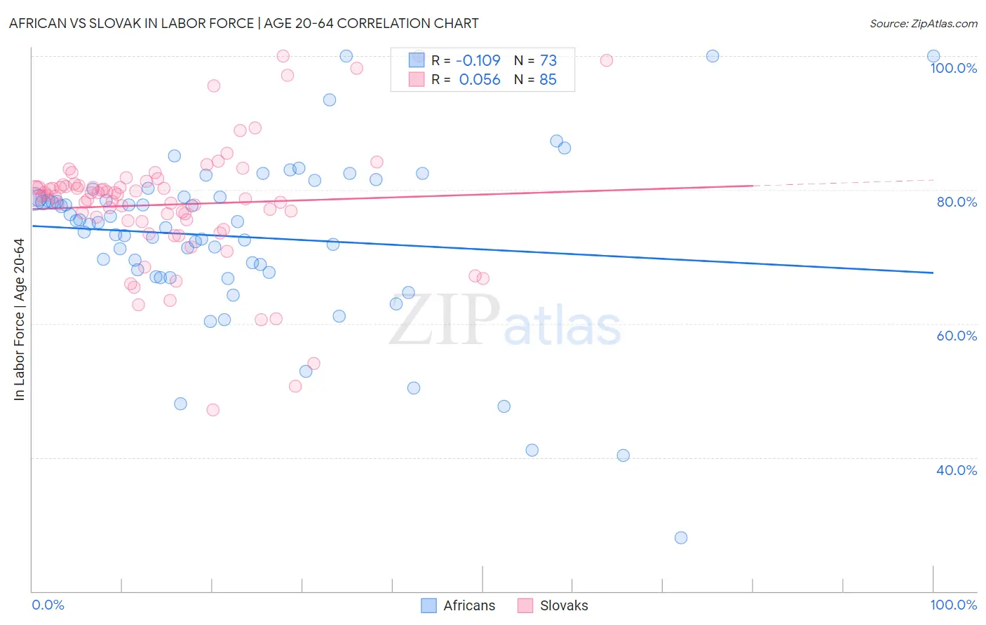 African vs Slovak In Labor Force | Age 20-64
