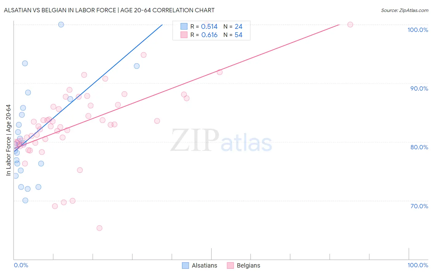 Alsatian vs Belgian In Labor Force | Age 20-64
