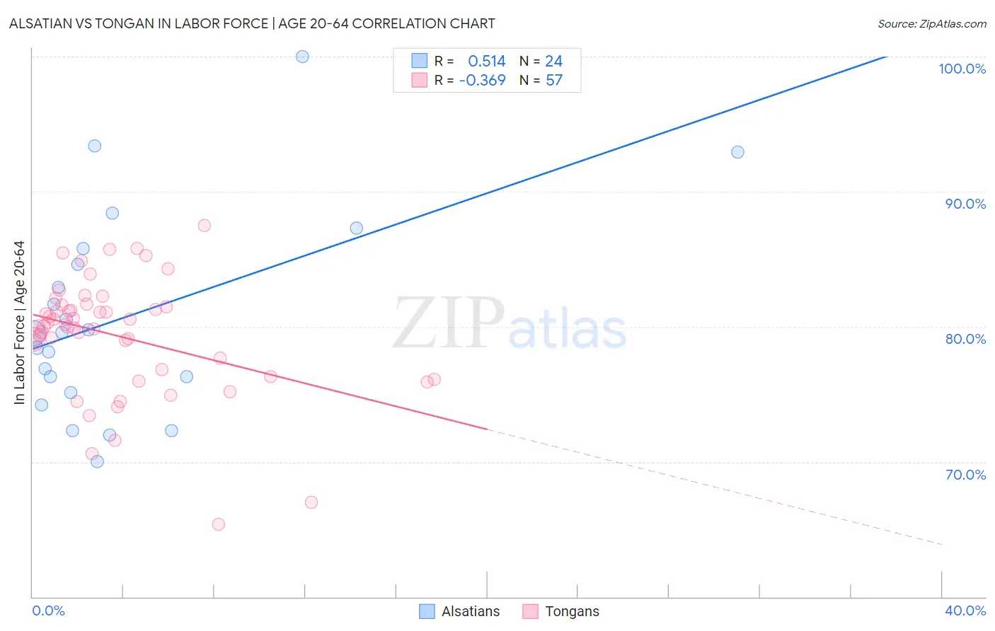 Alsatian vs Tongan In Labor Force | Age 20-64