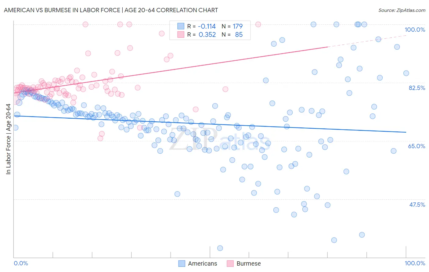 American vs Burmese In Labor Force | Age 20-64