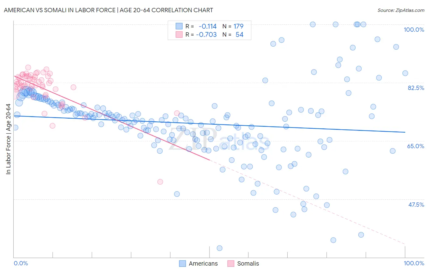 American vs Somali In Labor Force | Age 20-64