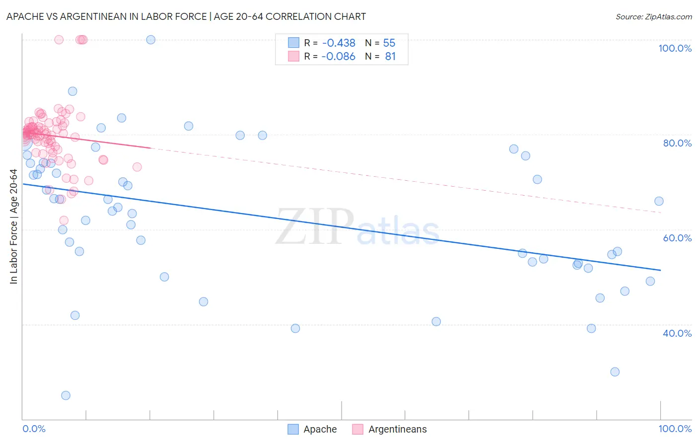 Apache vs Argentinean In Labor Force | Age 20-64
