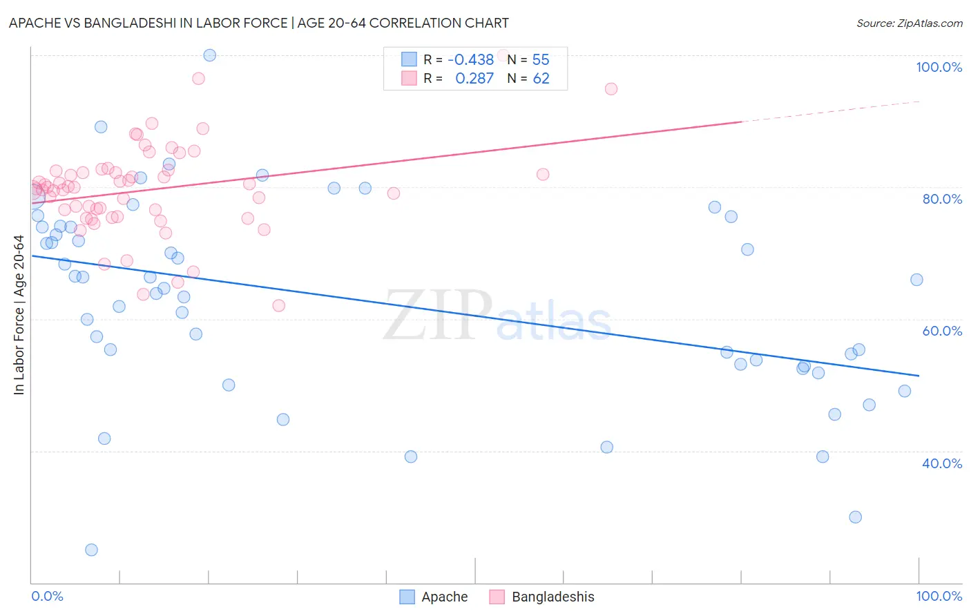 Apache vs Bangladeshi In Labor Force | Age 20-64