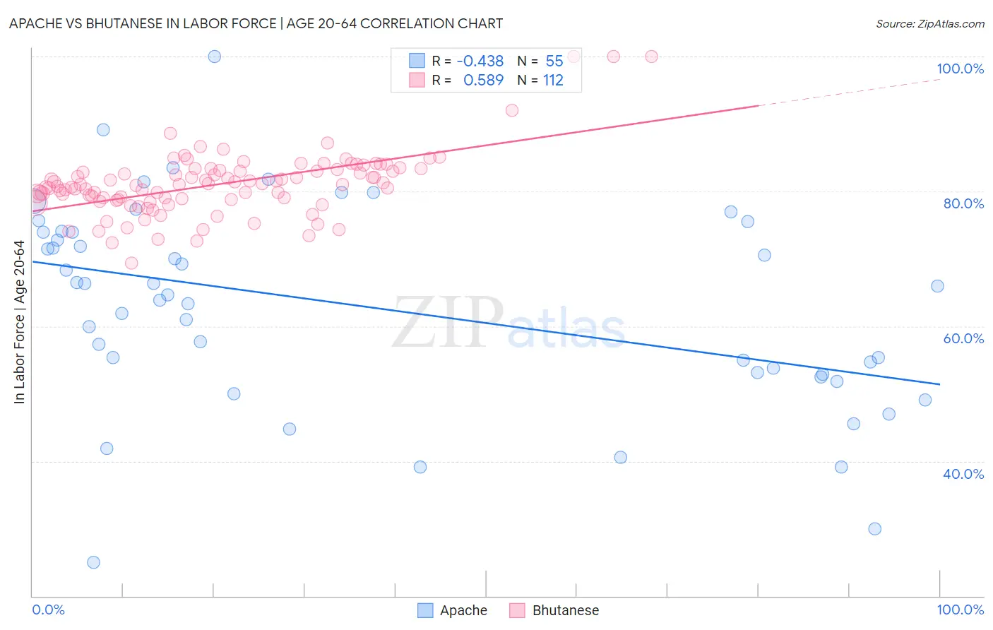 Apache vs Bhutanese In Labor Force | Age 20-64