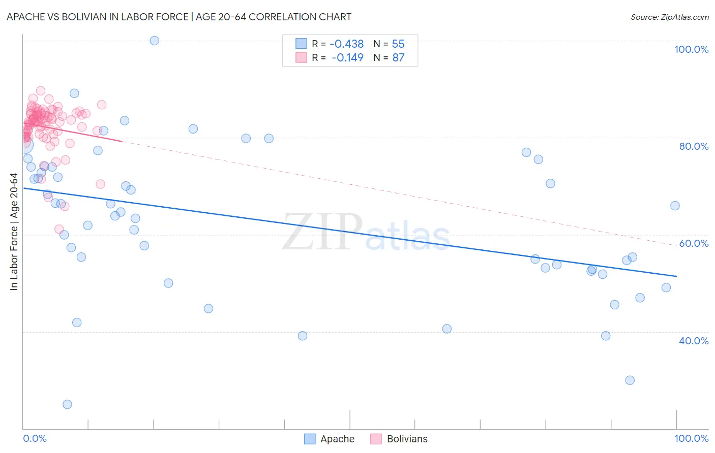 Apache vs Bolivian In Labor Force | Age 20-64