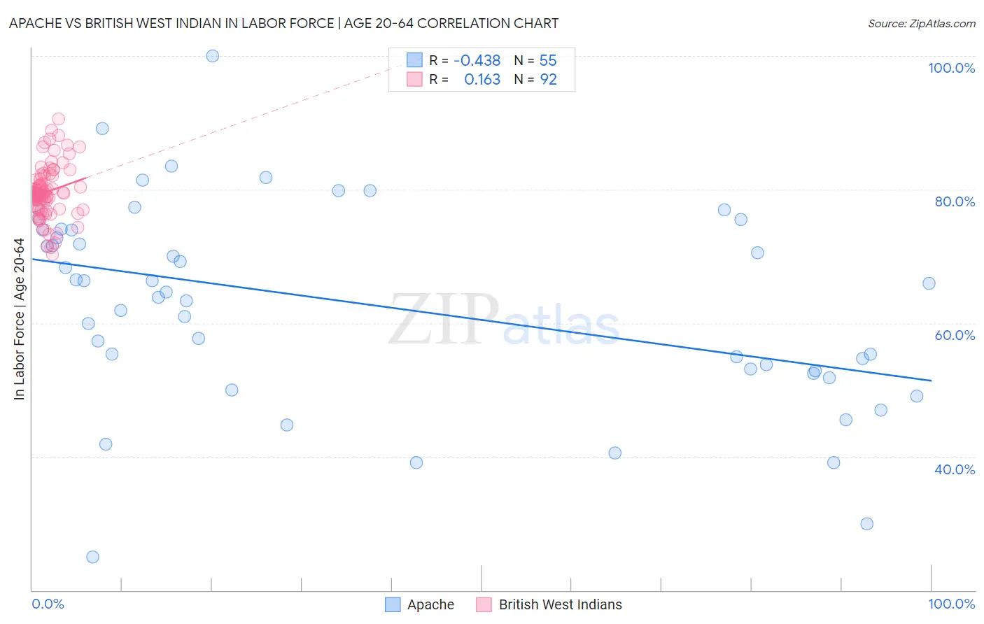 Apache vs British West Indian In Labor Force | Age 20-64