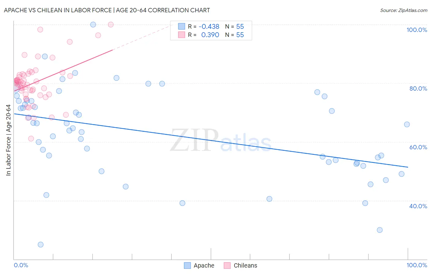 Apache vs Chilean In Labor Force | Age 20-64