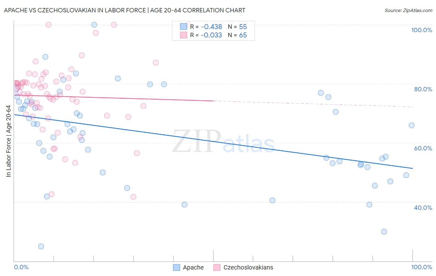 Apache vs Czechoslovakian In Labor Force | Age 20-64