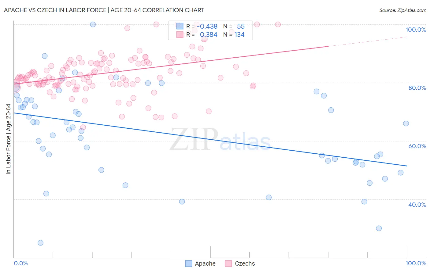 Apache vs Czech In Labor Force | Age 20-64