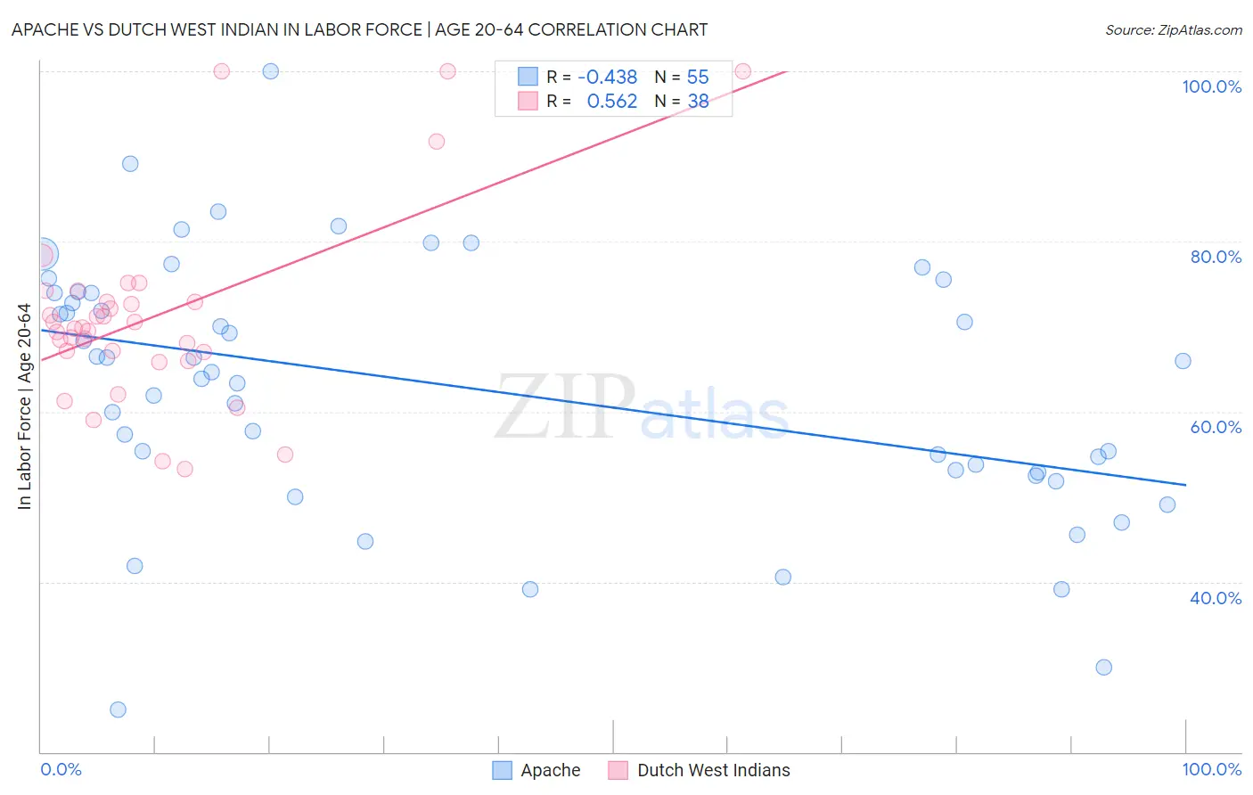 Apache vs Dutch West Indian In Labor Force | Age 20-64