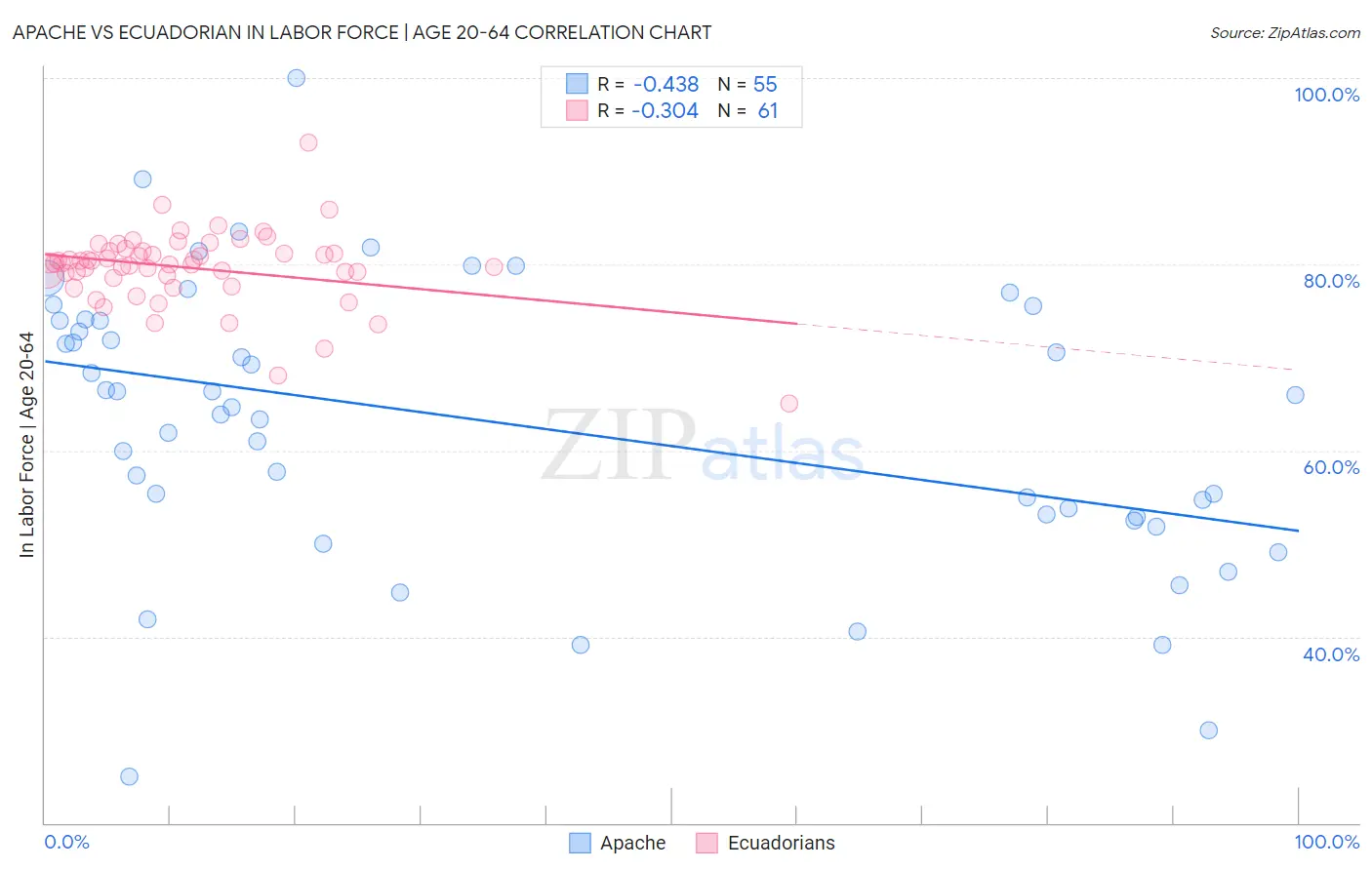 Apache vs Ecuadorian In Labor Force | Age 20-64