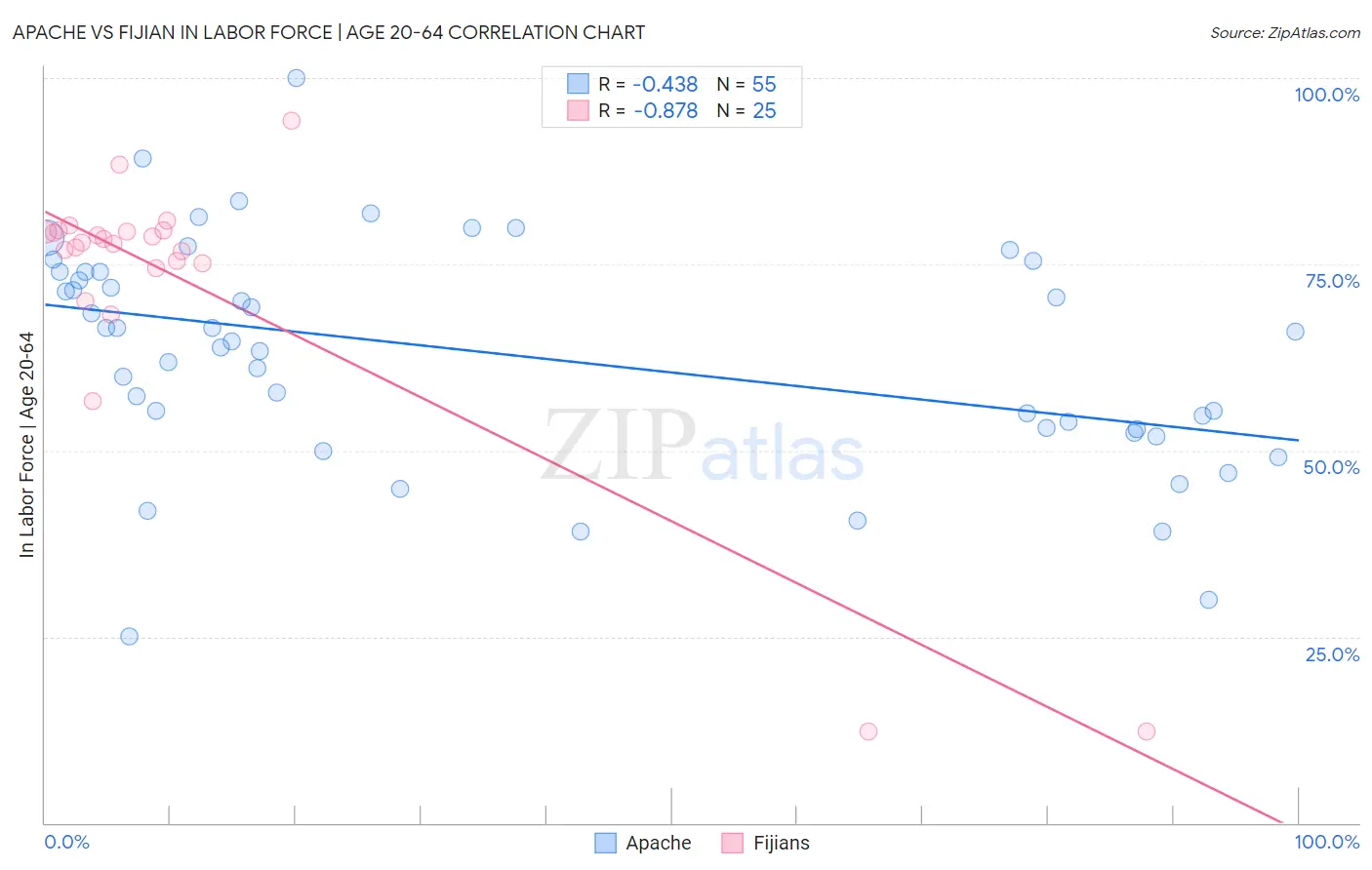 Apache vs Fijian In Labor Force | Age 20-64
