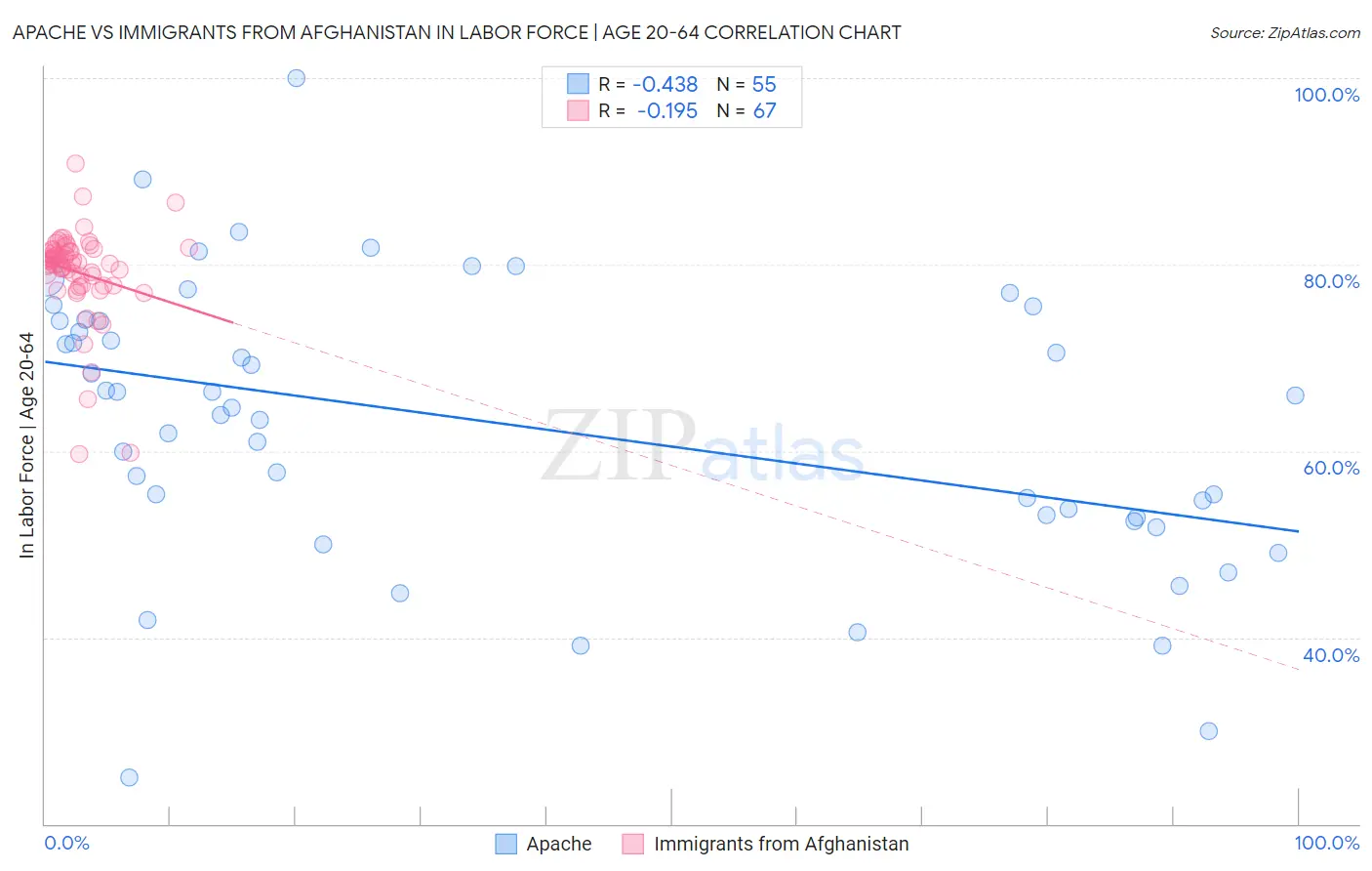 Apache vs Immigrants from Afghanistan In Labor Force | Age 20-64