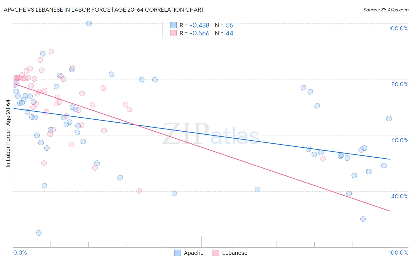 Apache vs Lebanese In Labor Force | Age 20-64