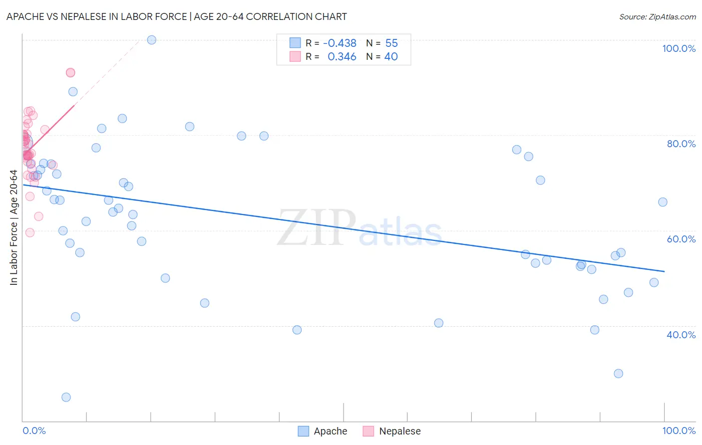 Apache vs Nepalese In Labor Force | Age 20-64