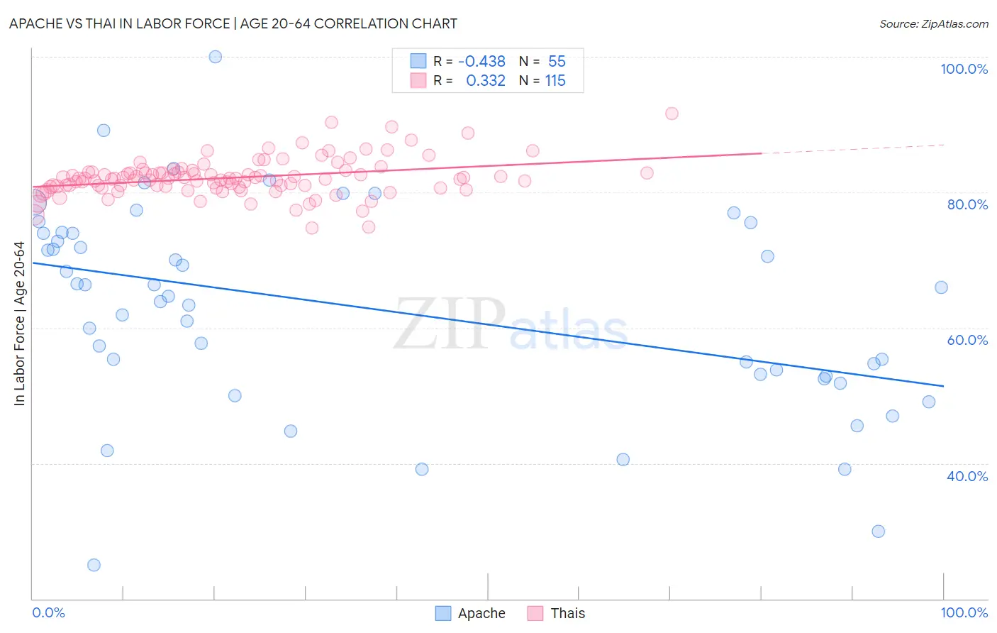 Apache vs Thai In Labor Force | Age 20-64